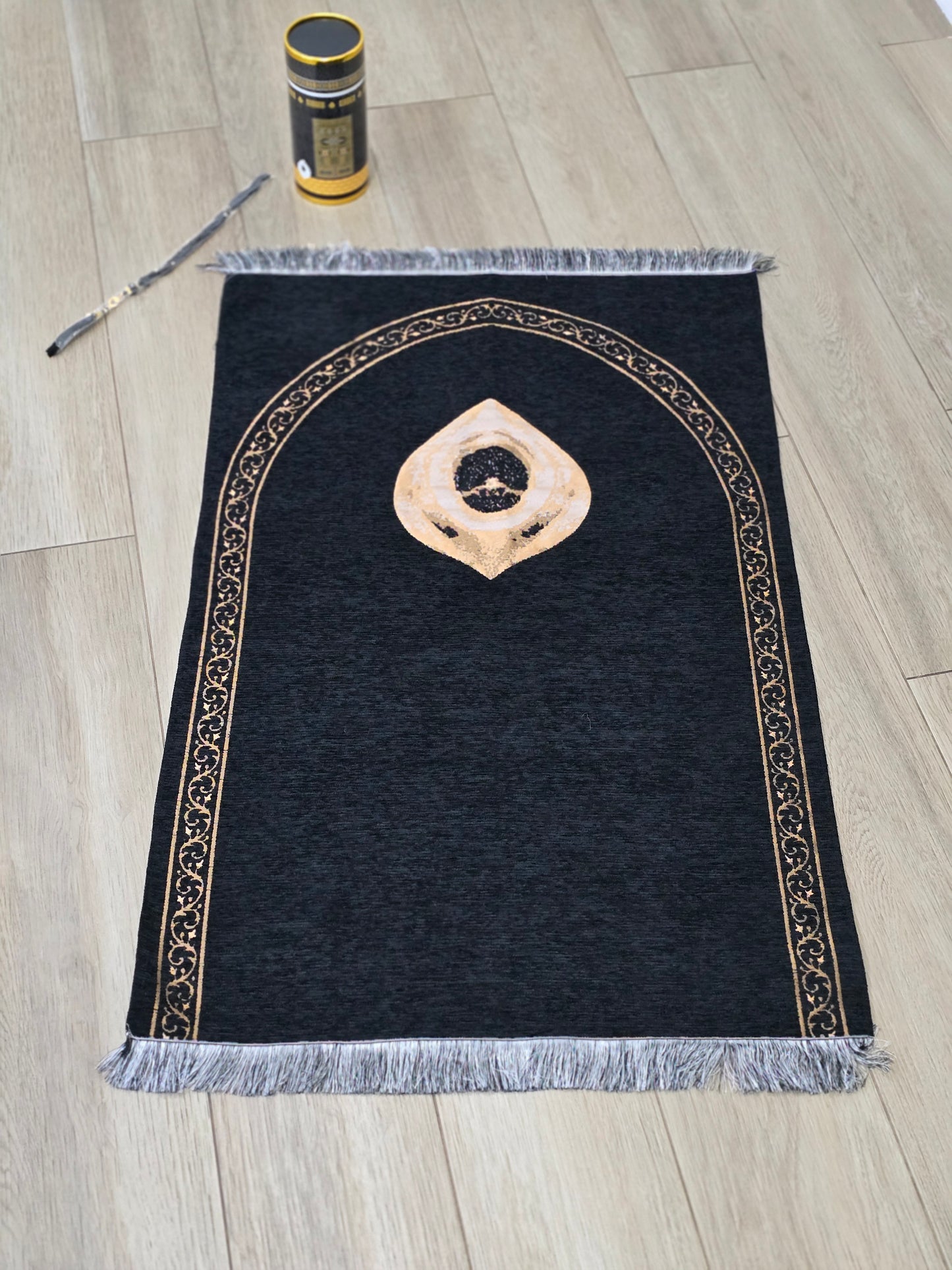 Ramadan black stone prayer mat gift box set