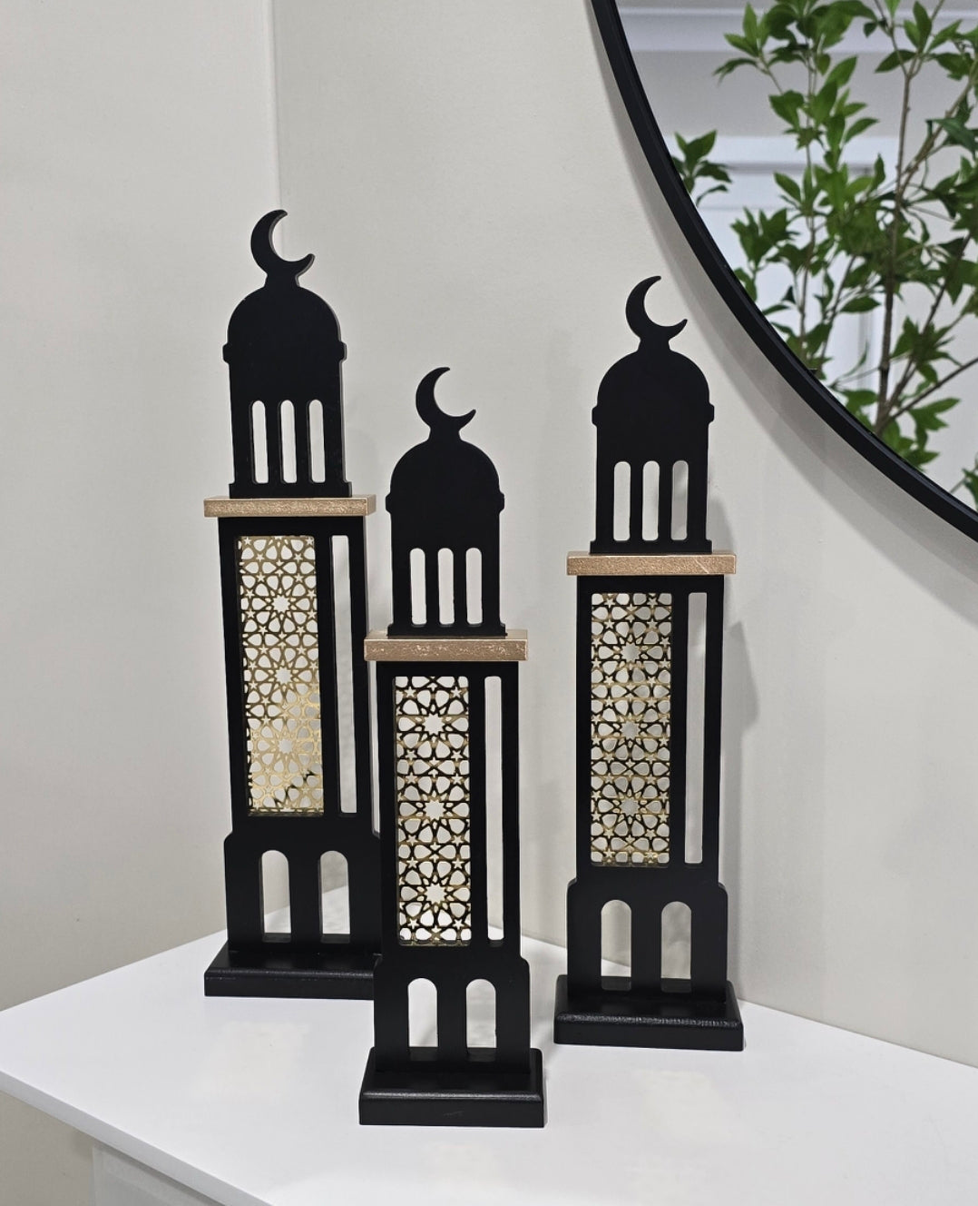 Ramadan 3 piece black/gold miniret set