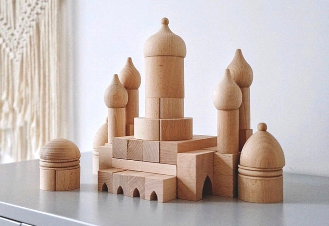 Ramadan mosque wooden building blocks