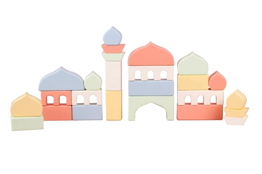 islamic kids wooden masjid building blocks