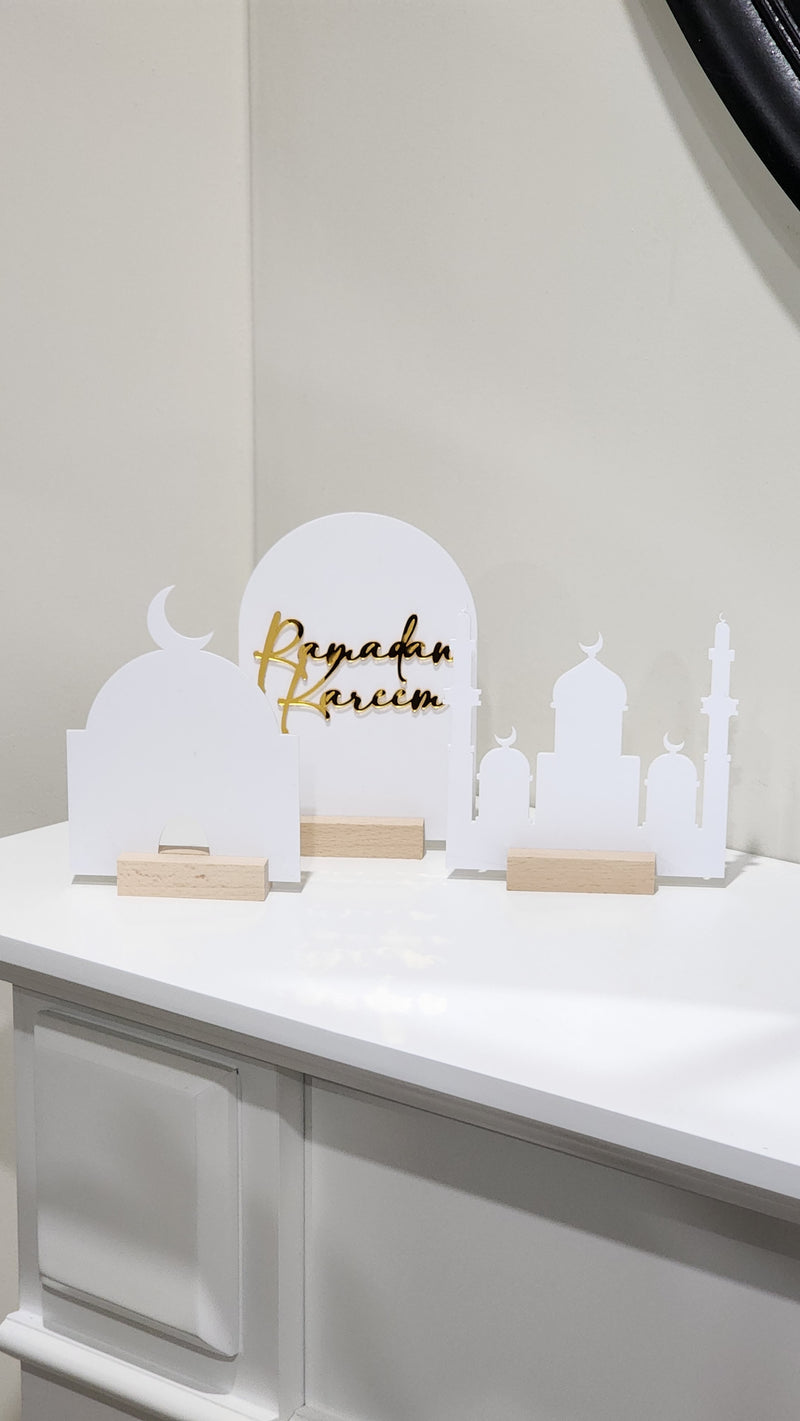 White 3pce ramadan acrylic set