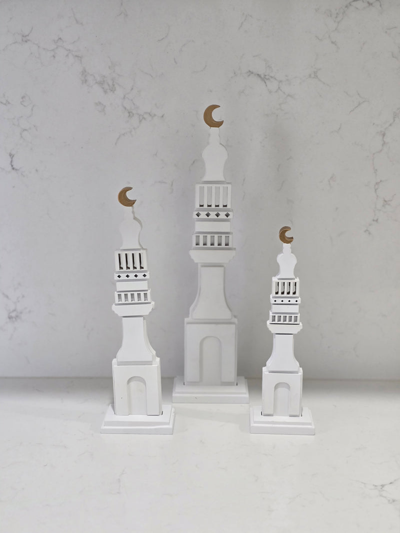 Ramadan white slim 3 piece minaret set