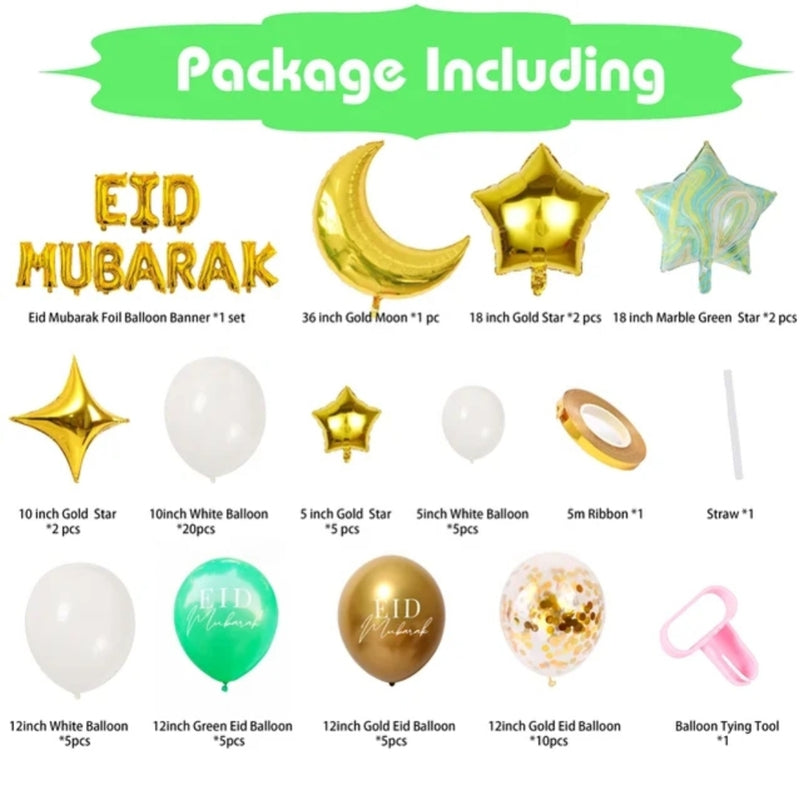 Eid party balloon pack (green )