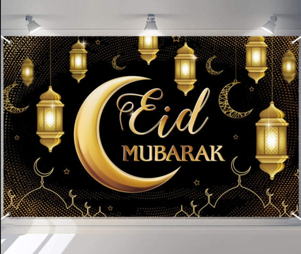 Eid mubarak black/gold  banner