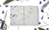 Gold/white marble eid mubarak wrapping paper