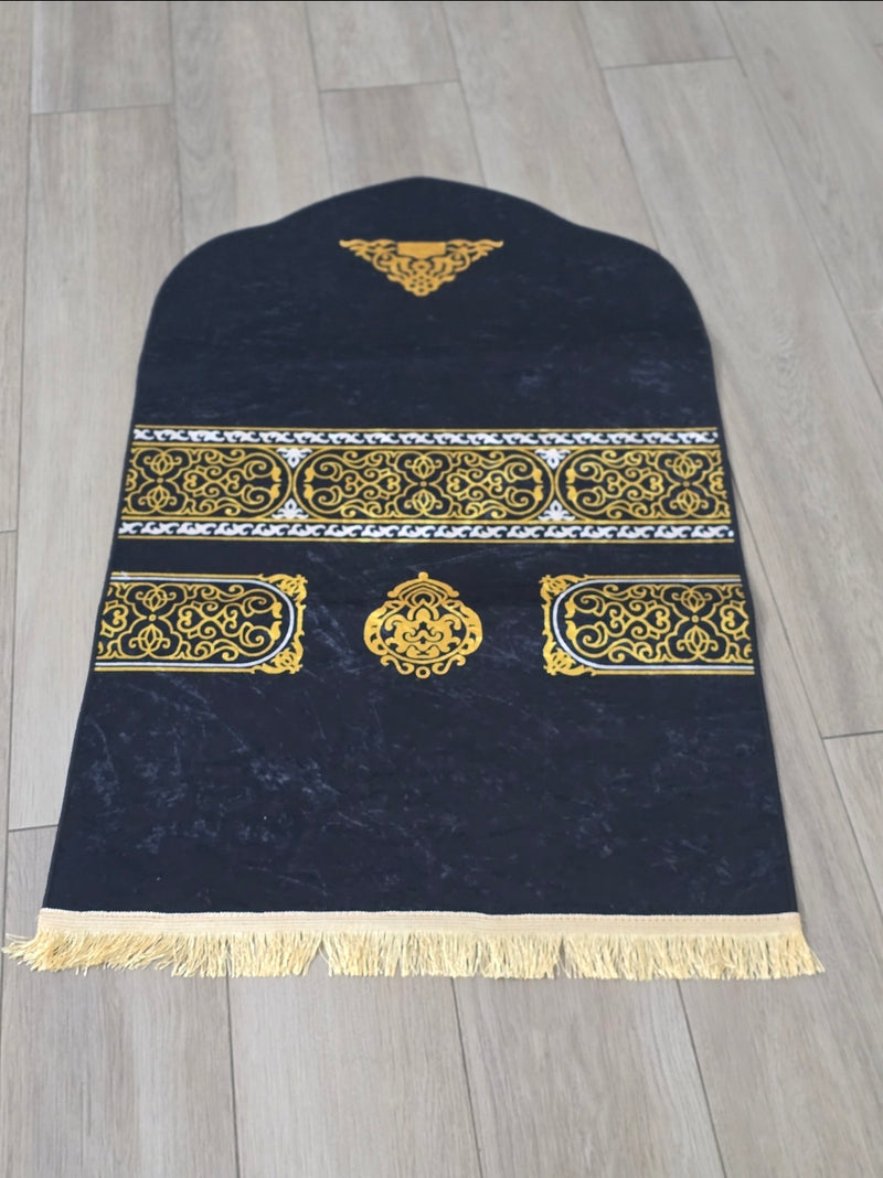 Ramadan prayer mat gold/black  kaaba design