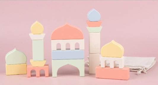 islamic kids wooden masjid building blocks