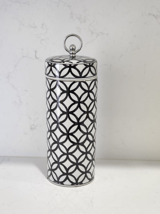 - Black and white jar decor