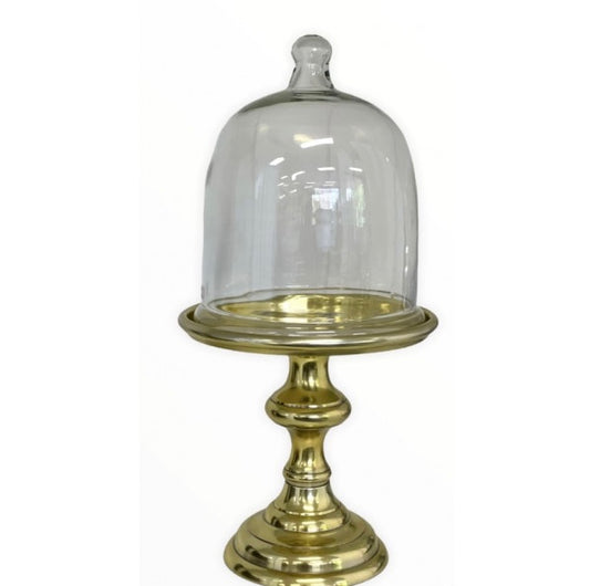 Dome Gold Cake Stand Tall Glass Cloche