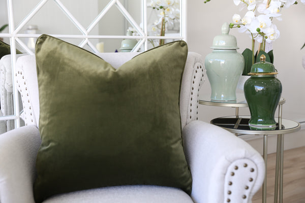 Velvet olive Green Cushion