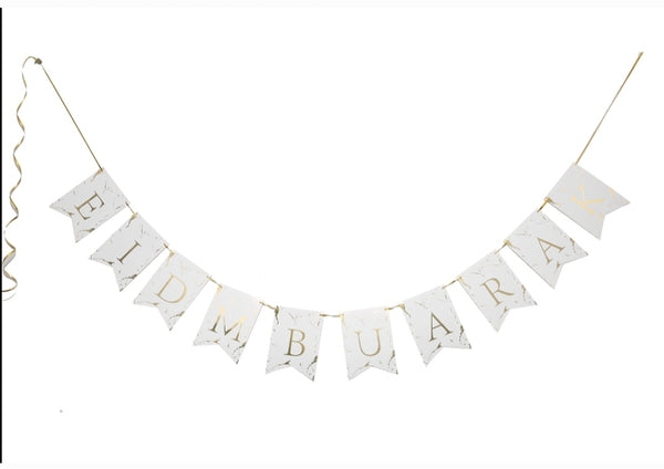 Gold&white marble Eid banner