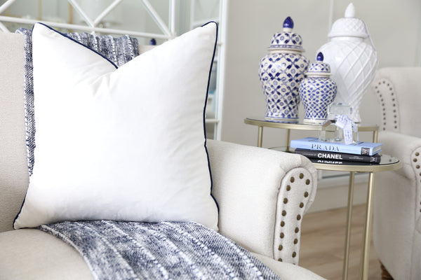 Regal White/navy Cushion